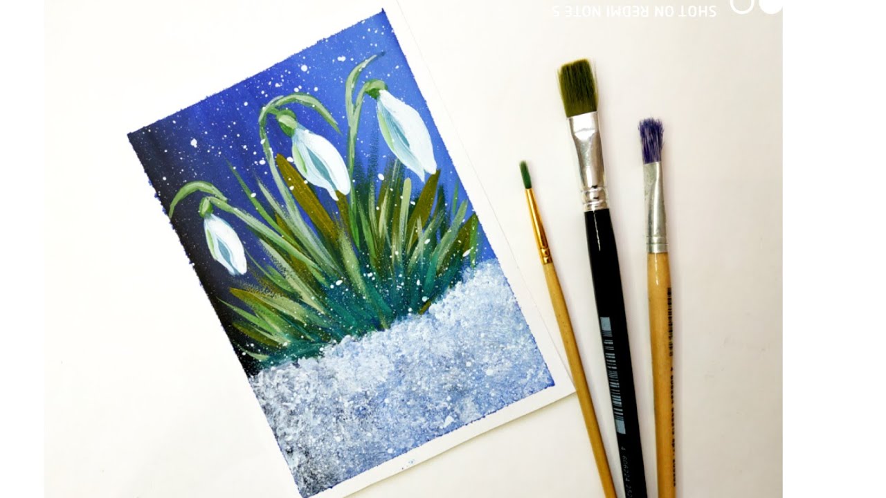 Подснежники Как нарисовать подснежников просто и легко / how to draw a snowdrop