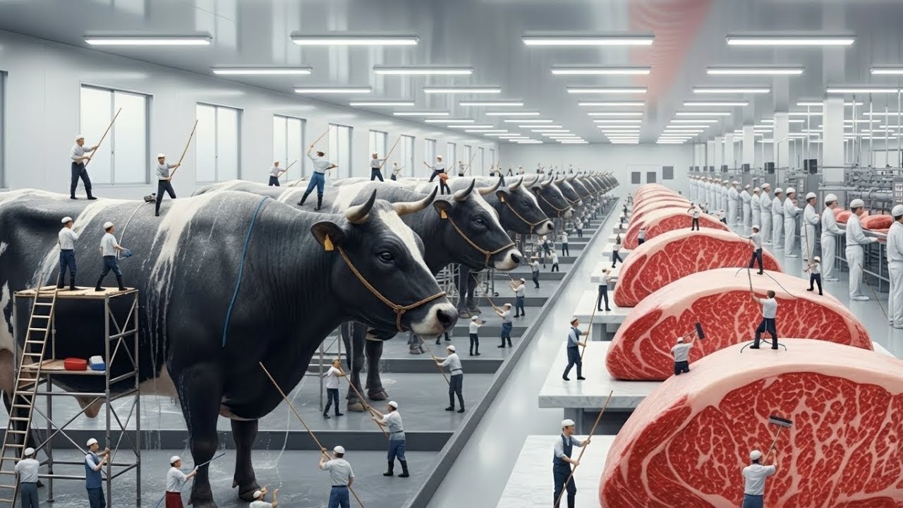 Inside a Modern Wagyu Beef Factory: How A5 Kobe Steaks are Made! (Full Process)