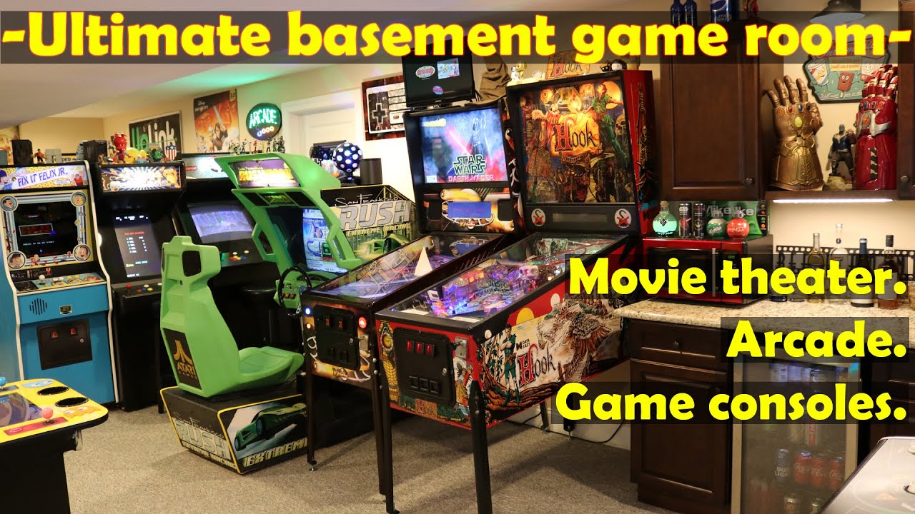 Ultimate basement game room tour - arcade, movie theater, and more