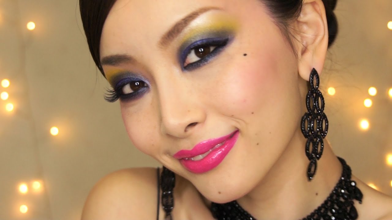 Flapper Makeup Elegant Purple & Yellow Eyes