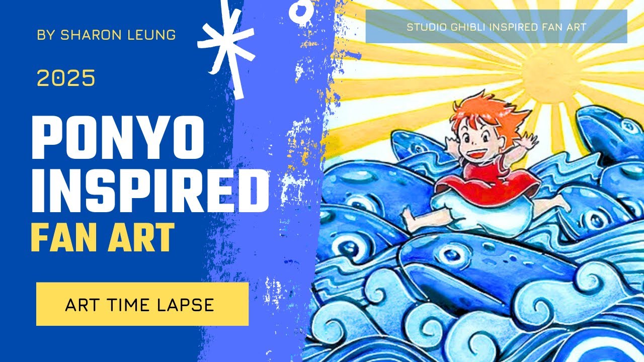 🎨🎨PAINT WITH ME Art Time Lapse Studio Ghibli's PONYO Inspired Fan art - Acryla Gouache Painting