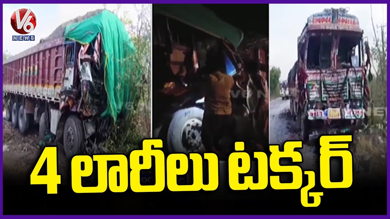 Lorries Collided Each Other At 563 National Highway | Warangal | V6 News