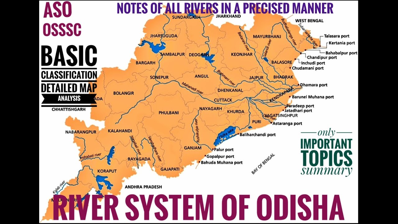 River system of Odisha, important rivers of odisha,- geography of Odisha for OAS/ASO/SI/RI/JT