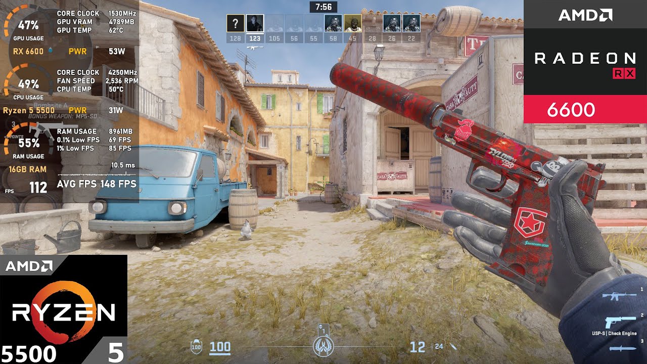 Counter Strike 2 | RX 6600 + Ryzen 5 5500 (Tested in 2024)