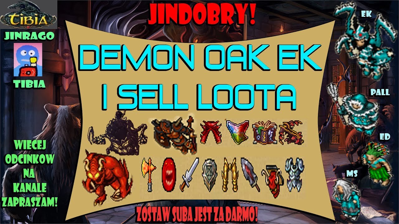 Tibia - EK vs Demon Oak Quest / sell loota z demon taska :)