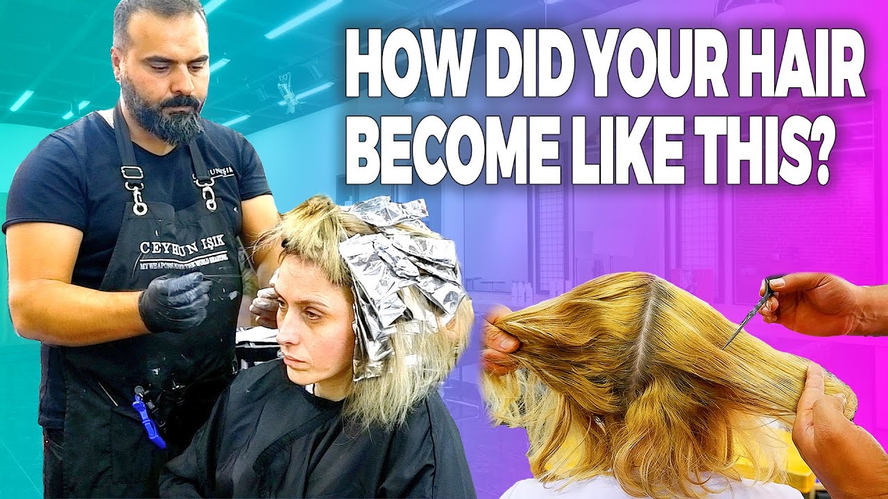 No more Brassy Hair! 💆‍♀️ Yellow to PLATINUM Blonde: Part 1 | HAIR ASMR CEYHUN