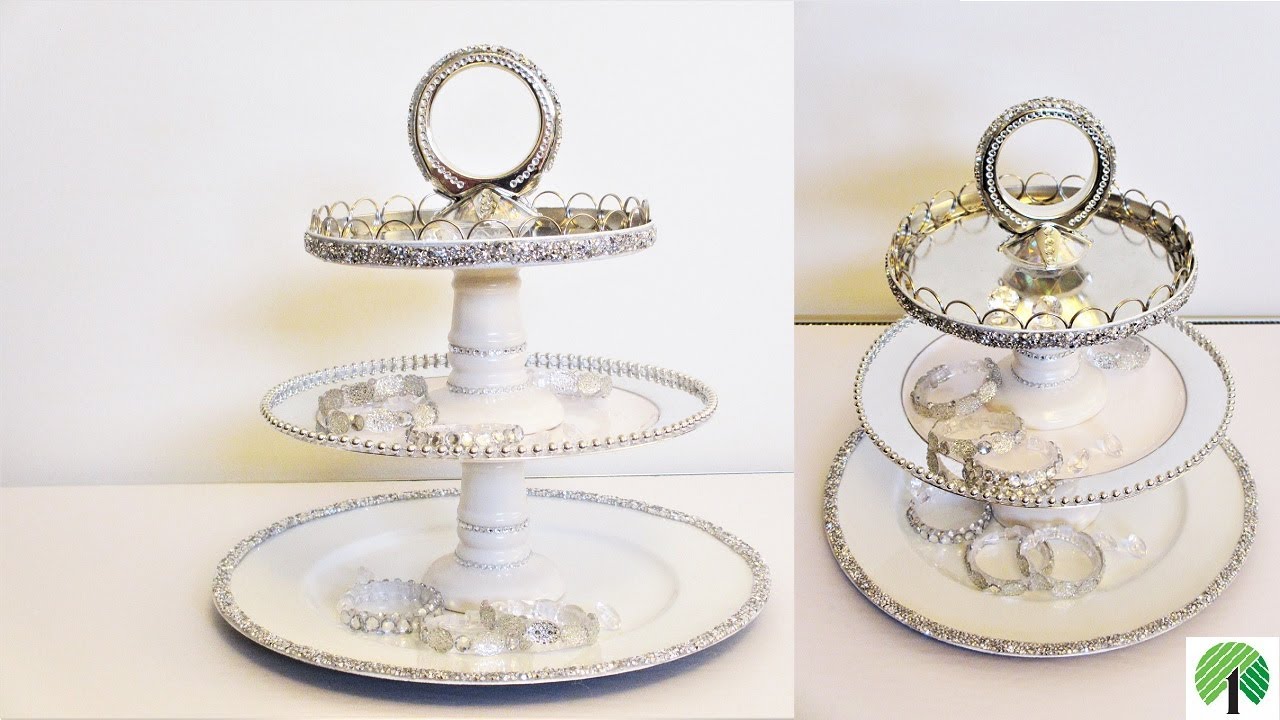 How To Make a Glam 3-Tiered Tray | Glam Table Decor | Dollar Tree DIY #weddingcenterpiece