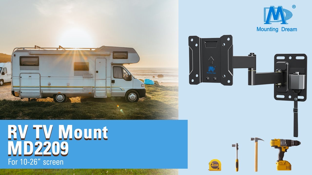 Installing Mounting Dream MD2209-03 RV full motion TV Bracket for 10-26 inch TVs