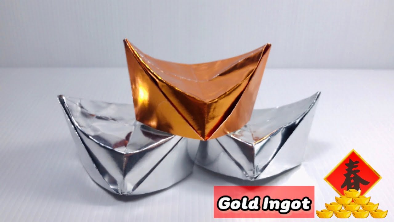 How to make origami gold ingot for Chinese New Year 🧧 CNY diy easy  gold ingot | Wow Origami