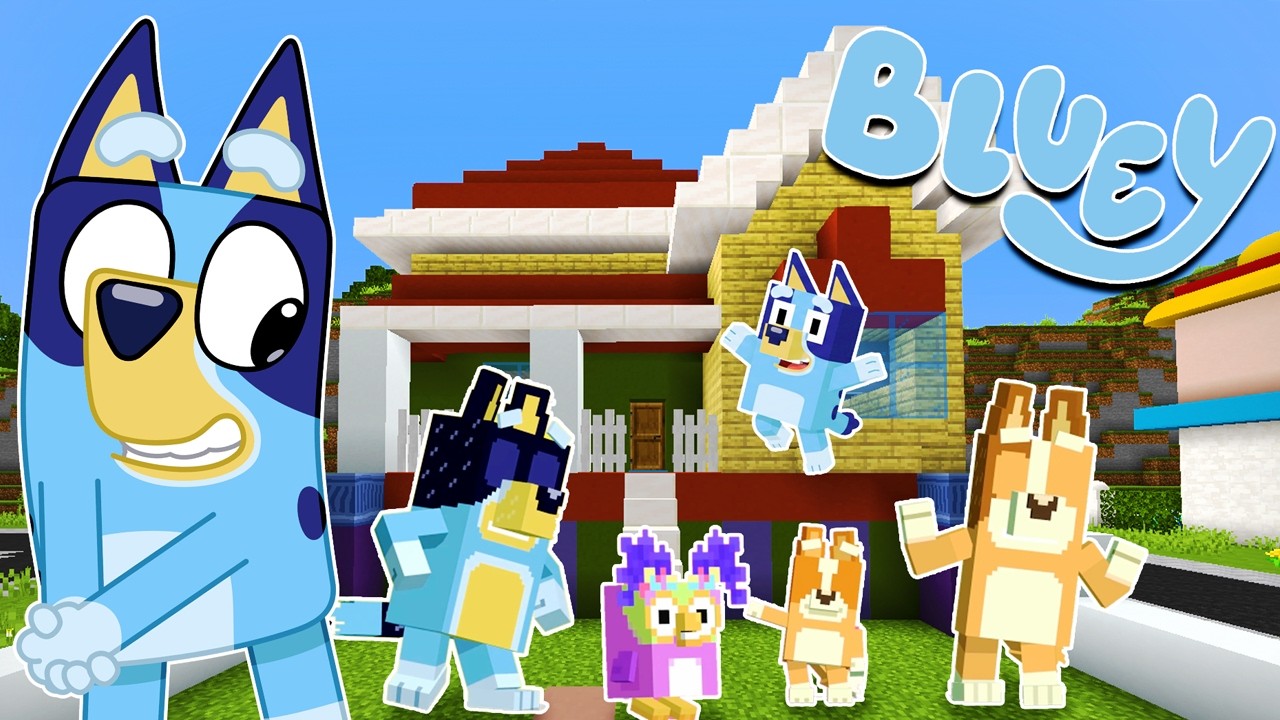 BLUEY ENTRA en el MUNDO del JUEGO BLUEY en MINECRAFT BEDROCK | Las Aventuras de BLUEY en MINECRAFT