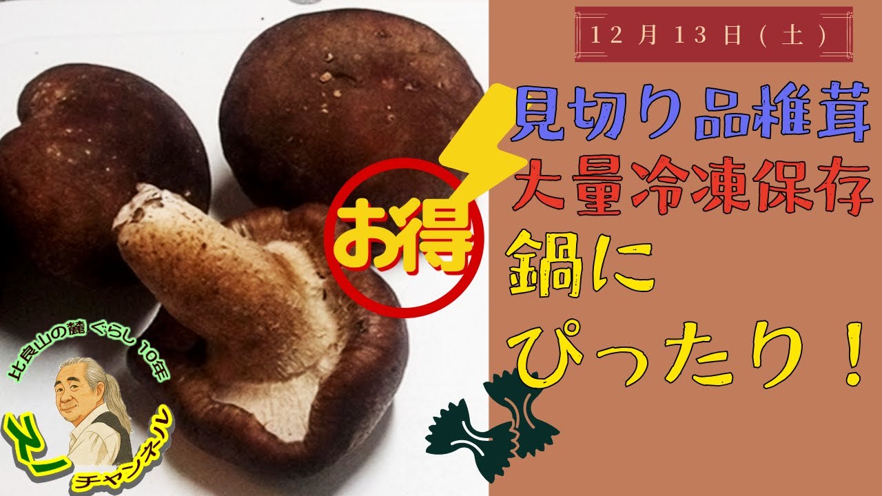 見切り品椎茸　大量冷凍保存　鍋に最高