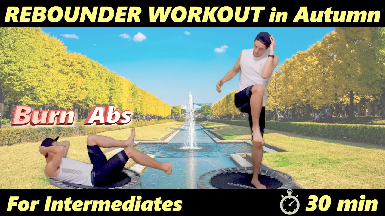 【30~40 min Rebounder Comb WORKOUT#4】Focus on Abs｜For Intermediates｜Mini Trampoline Fitness