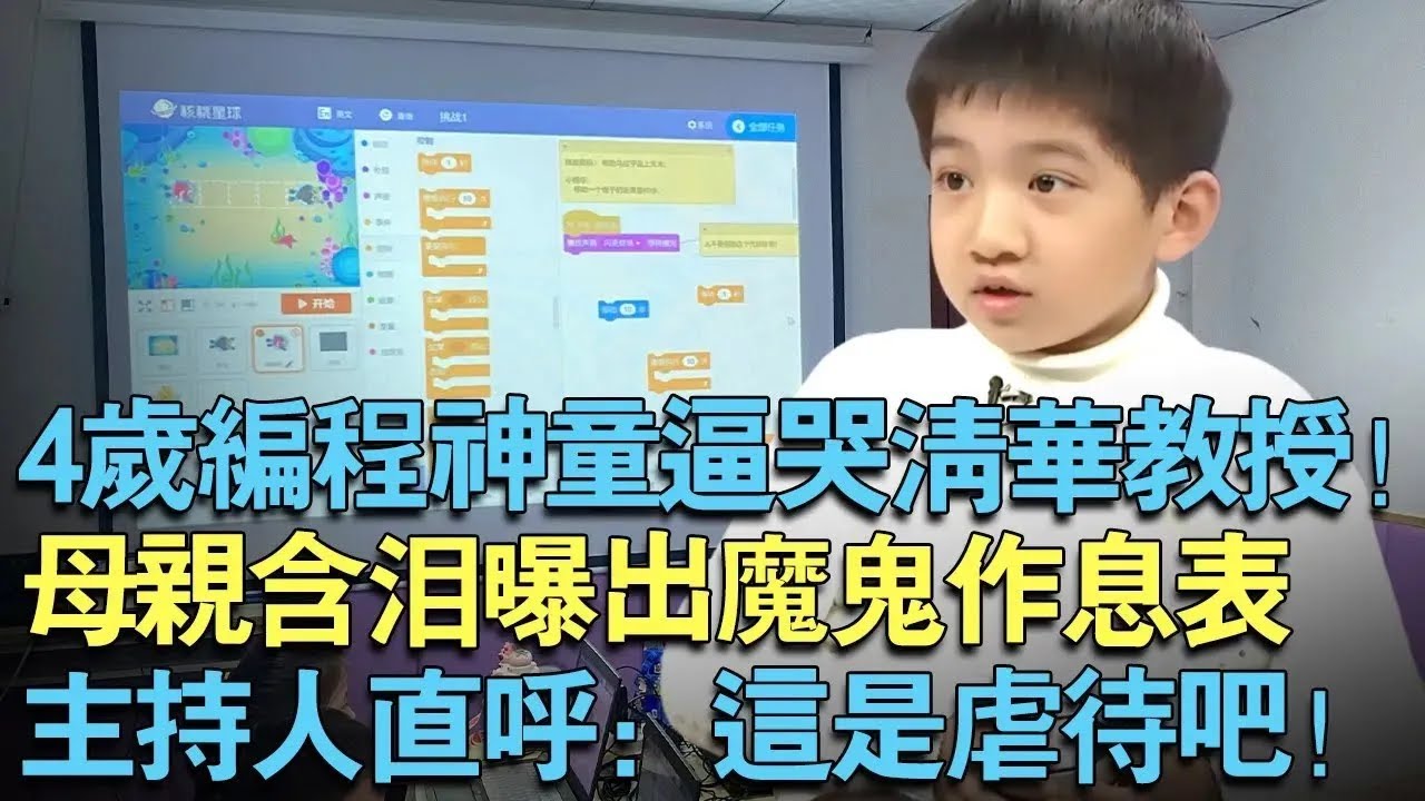 4岁编程神童逼哭清华教授！母亲含泪曝出孩子魔鬼作息表！主持人直呼：这是虐待吧！【中外神童】