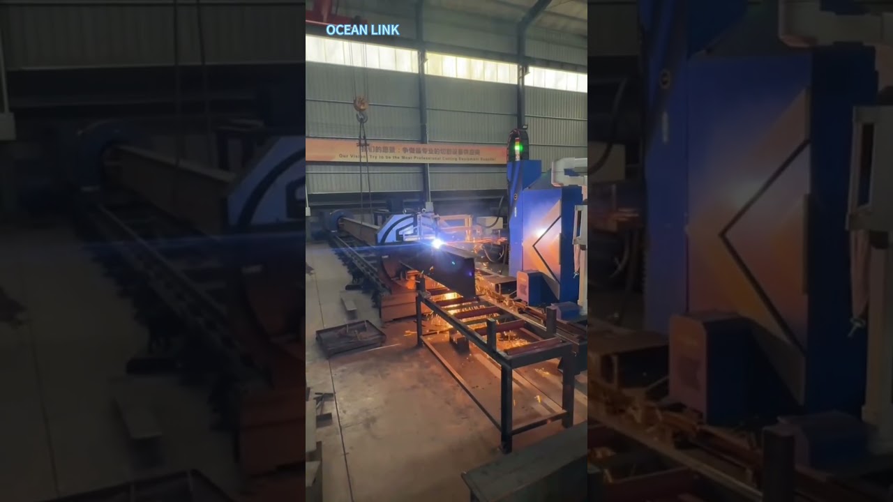 Foreign customers come to visit the factory, eight-axis plasma cutting 400x200mm H beam. #plasmacut