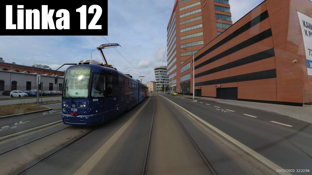 Linka 12 Brno -- Komárov - Technologický park [Tram Track View]