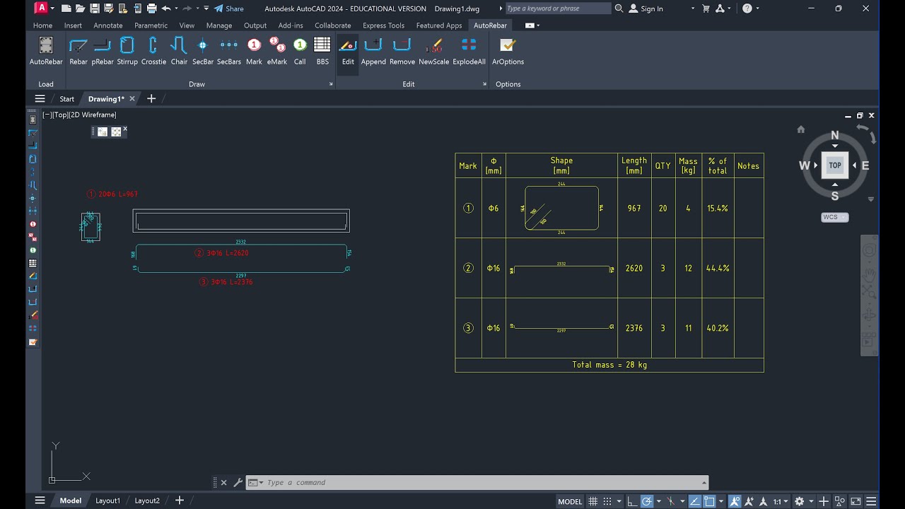 ប្រើ AutoRebar ជាមួយ AutoCAD 2024 សម្រាប់ការងារដែក