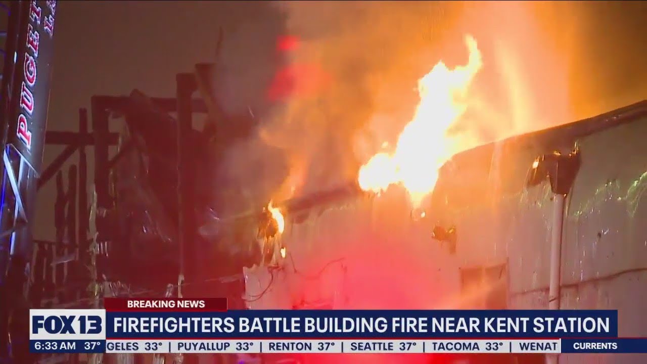 Firefighters battling large building fire near Kent Station | FOX 13 Seattle