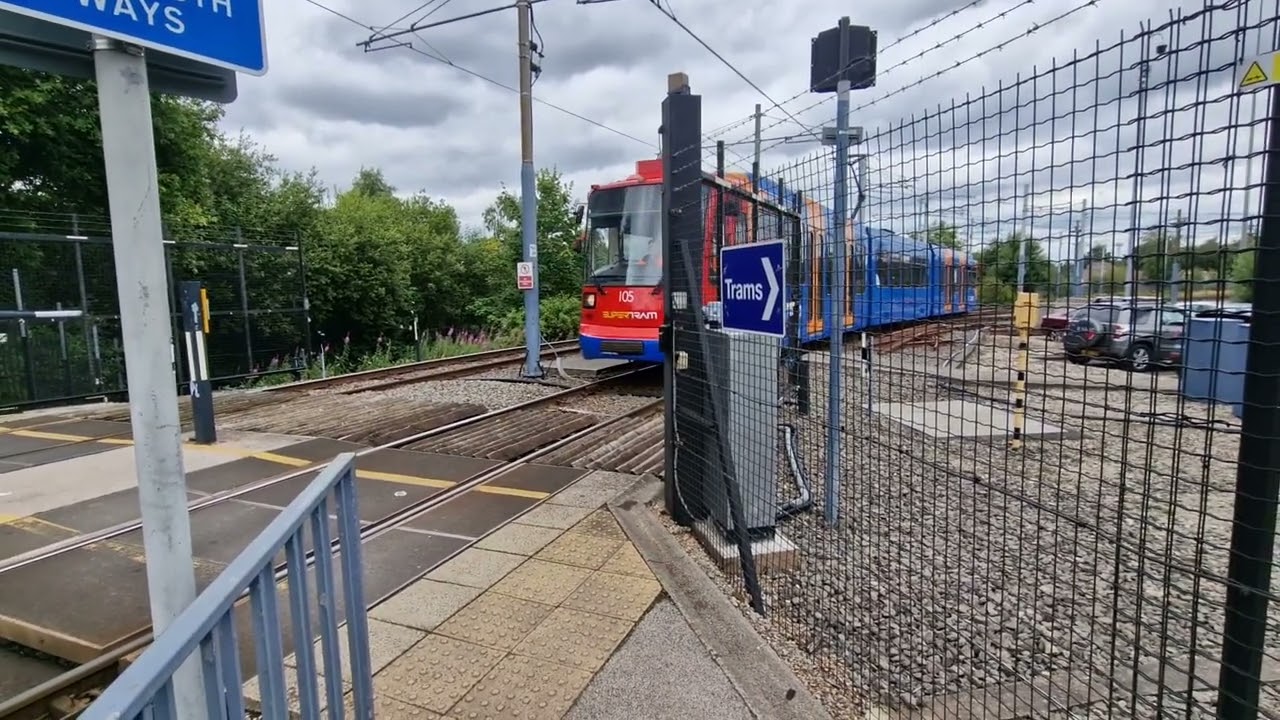 Newly repaired and repainted Supertram 105 leaves Nunnery Square Depot on a Driver Trainer, 12/7/24