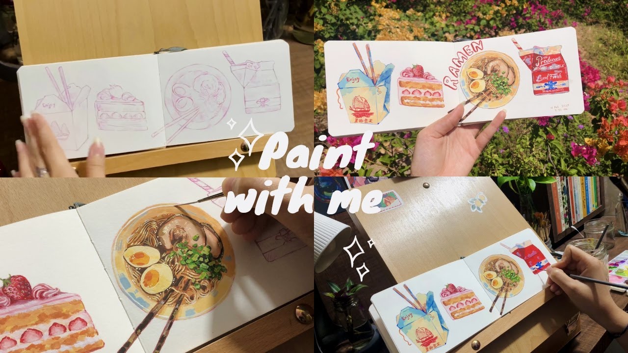 Painting food in studio ghibli style [Part-1] | gouache painting | Crab Clouds
