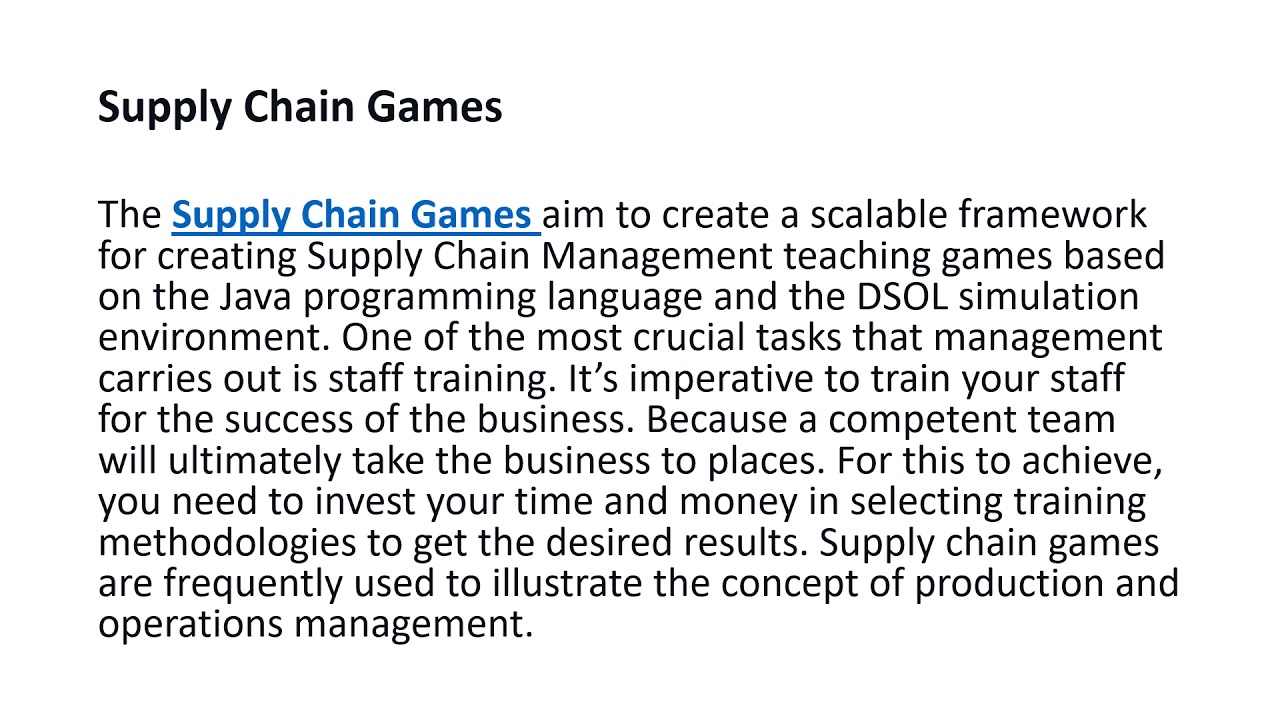 Digital Serious Games and their Role for Supply Chain Management