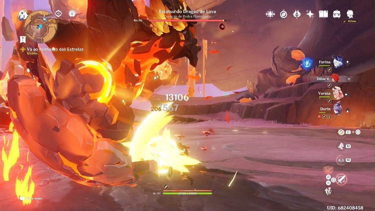 Genshin Impact estátua do dragão de lava