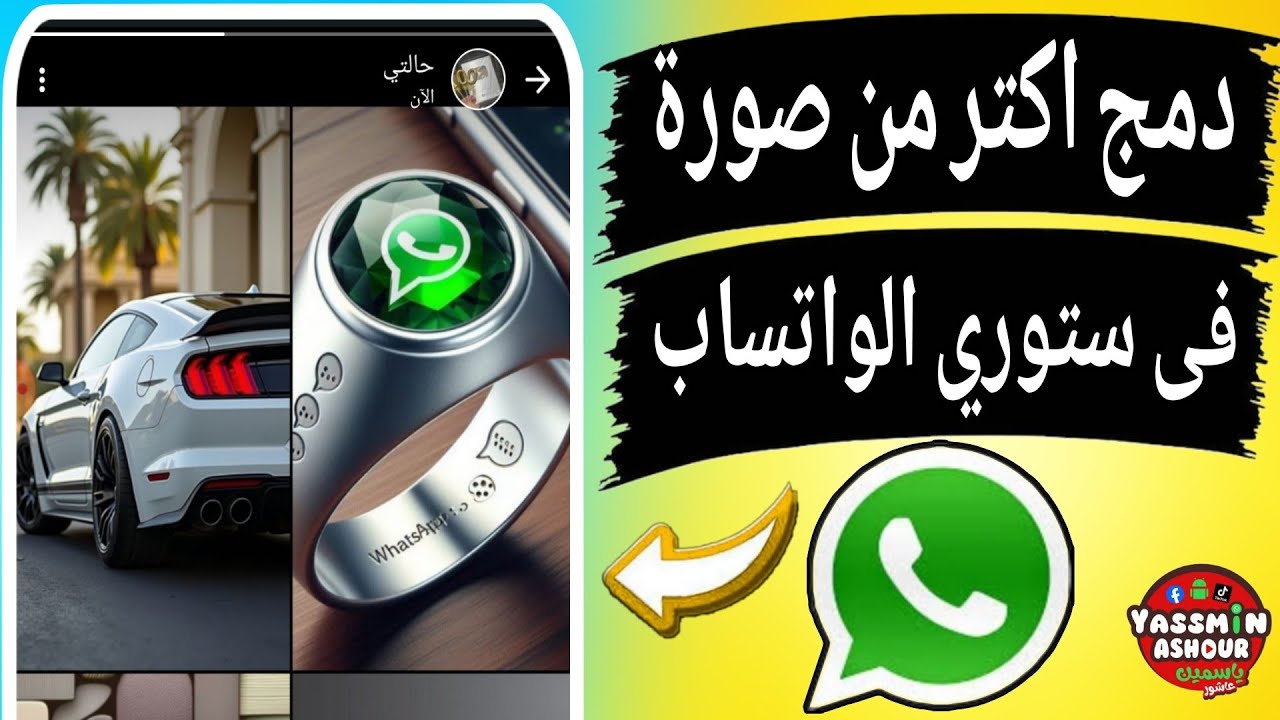 كيفية وضع اكتر من صورة فى صورة واحده فى ستوري الواتساب WhatsApp 