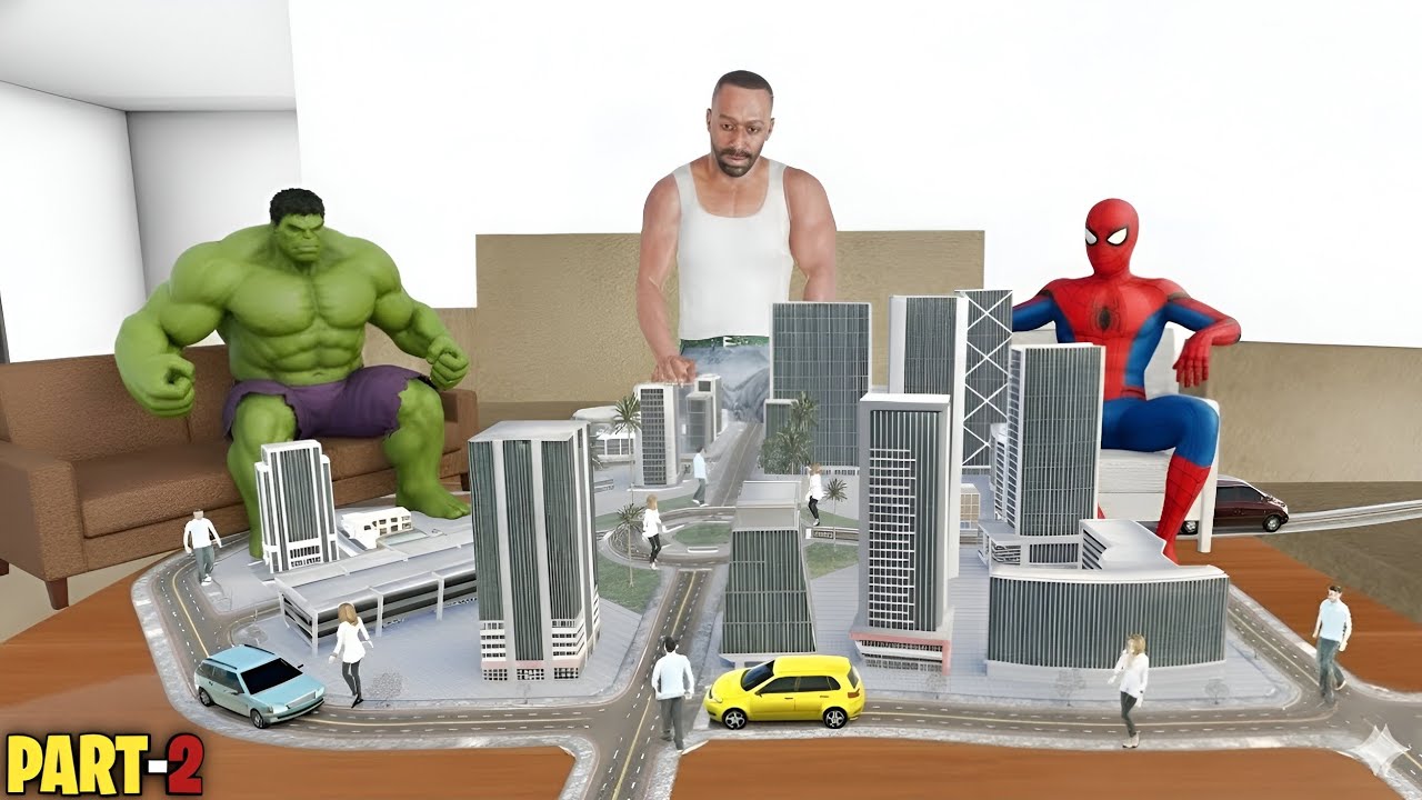 😱 Franklin Control Mini City! Hulk & SpiderMan Shocked | Indian Bike Driving 3D Part 2@HeligamerSSS 