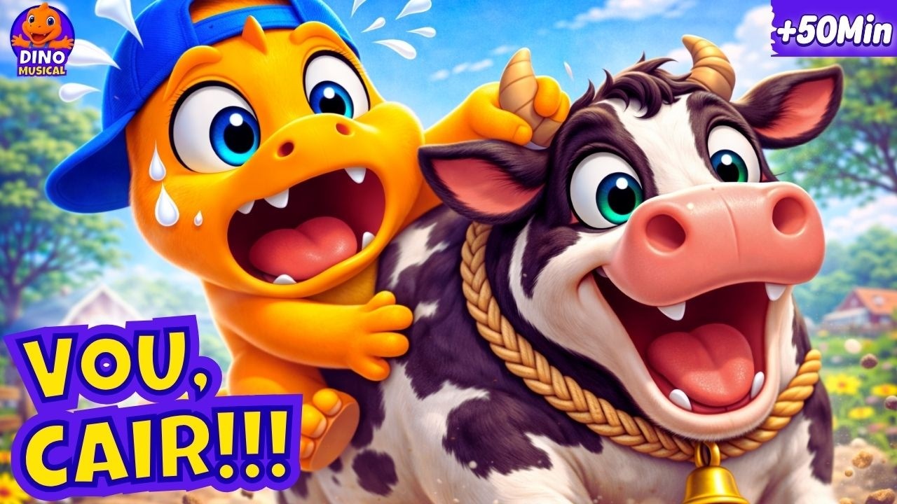 🦖🤯🐄 50 MINUTOS — AI MEU DEUS!! O DINO VAI CAIR DO BOI?! | Diversão na DINOLÂNDIA 🎵