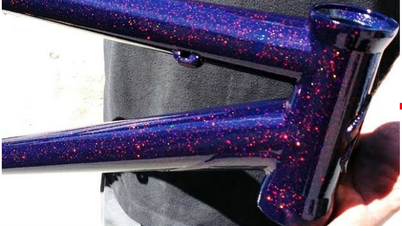 Bici morada pintada con metal flakes rojos
