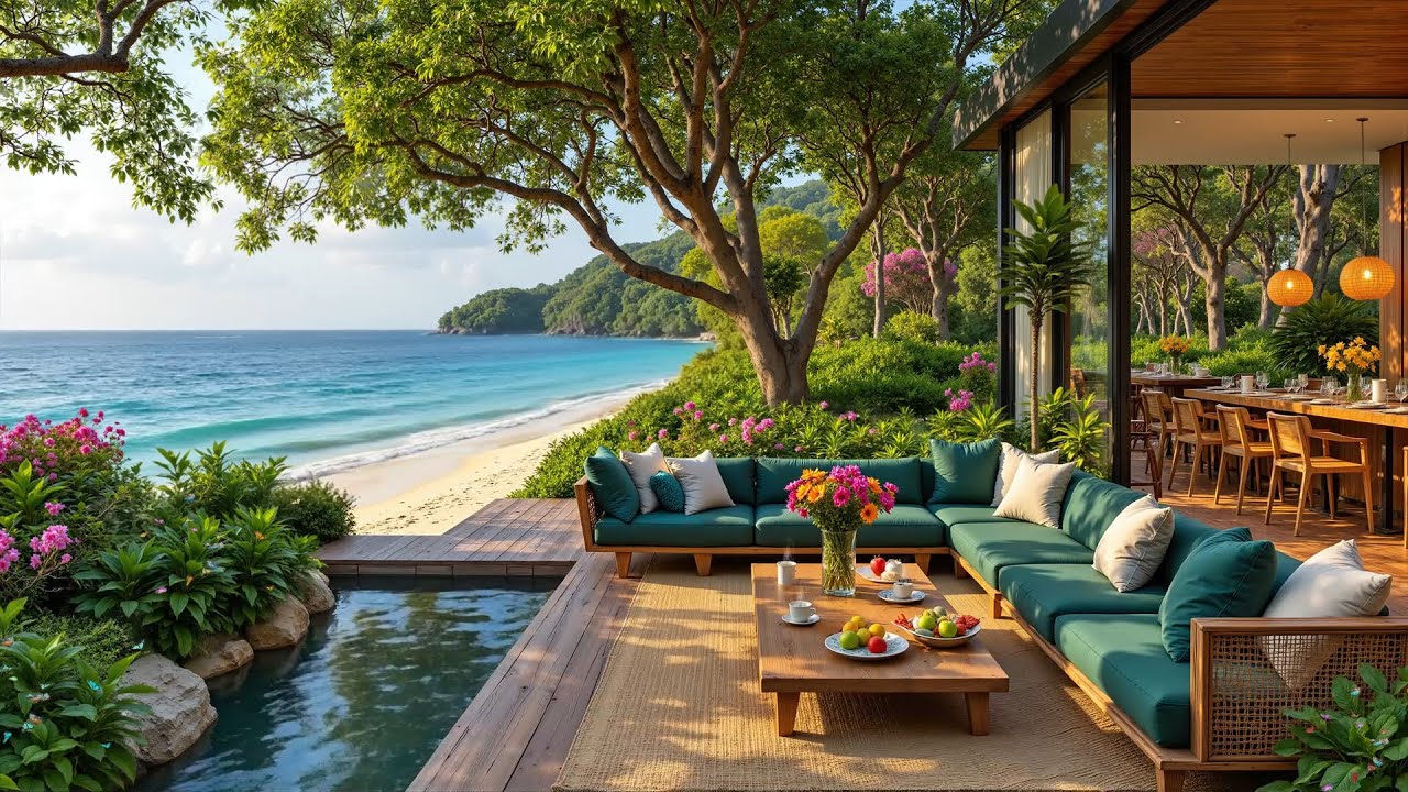 Morning Relaxing Jazz Cabin for Positive Energy | Quiet Seaside Jazz Background Music for Unwind