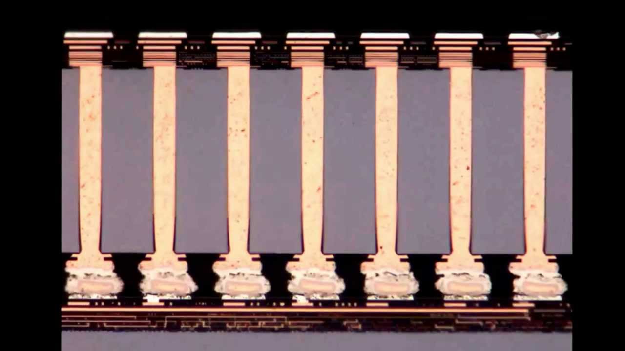 First Row of Through Silicon Vias in a Two-Die Stack