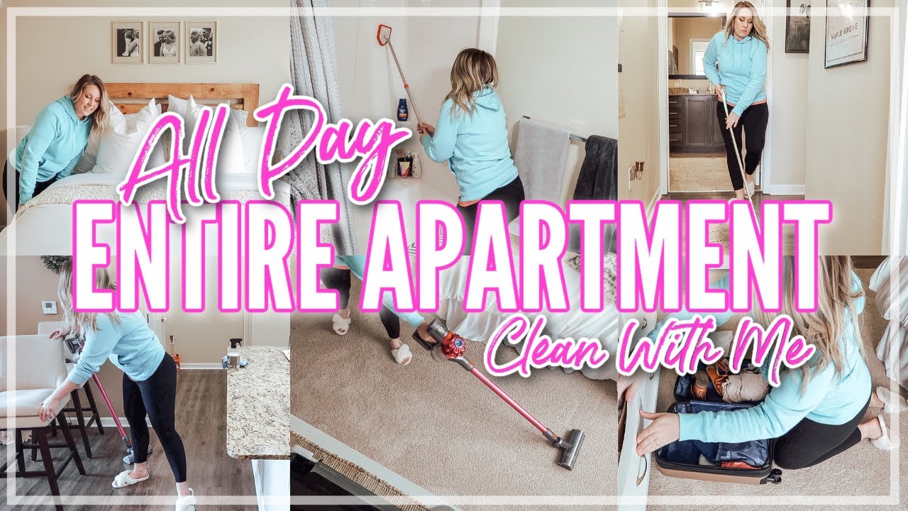 *ALL DAY* WHOLE APARTMENT CLEAN WITH ME! WEEKEND SPRING CLEANING MOTIVATION