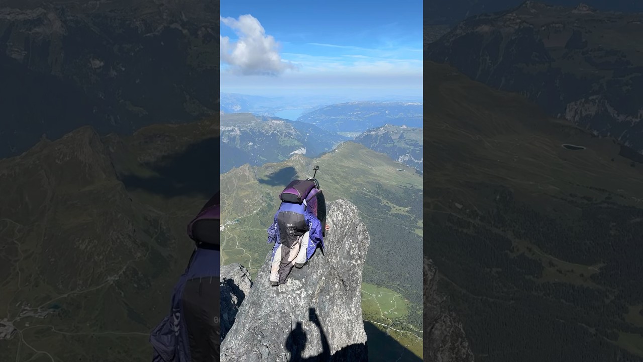 3700m high plank on Eiger North Face - (Gabriel Lott) #eiger  #wingsuit
