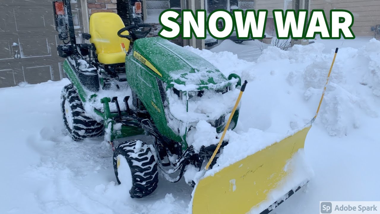 BLIZZARD WARFARE - DEEP SNOW PLOWING with John Deere 1025R