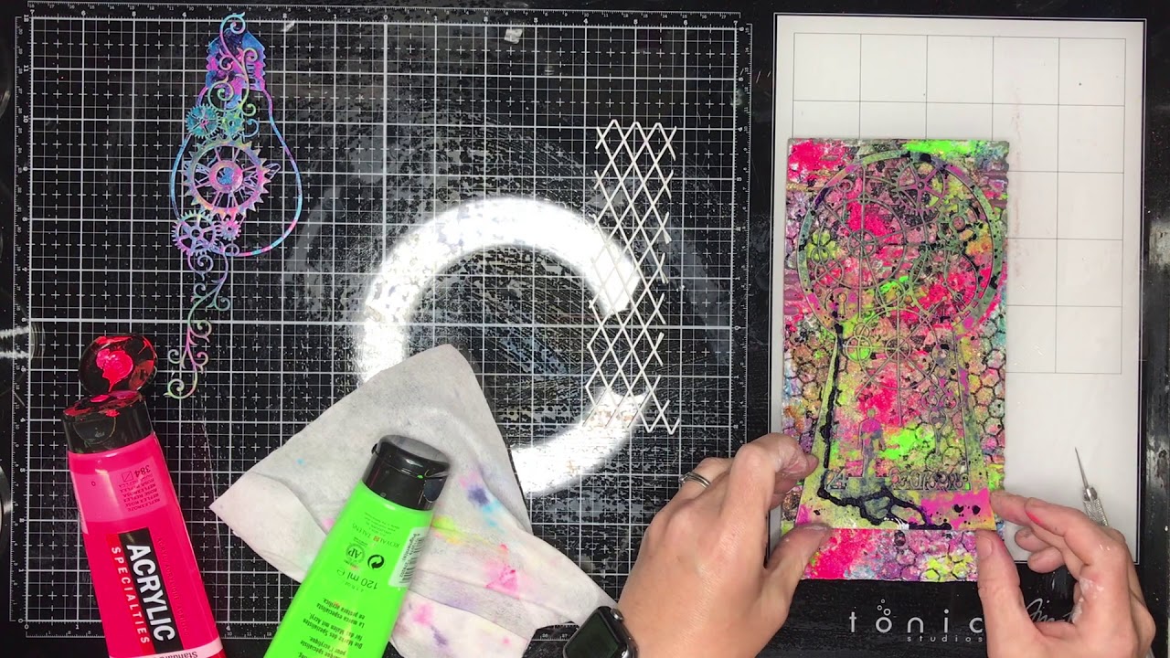 Mixed media rainbow steampunk wall art