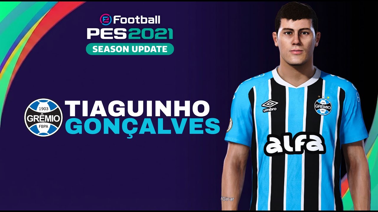 Como criar o meio campista do Grêmio sub-20, Tiaguinho, no PES 21