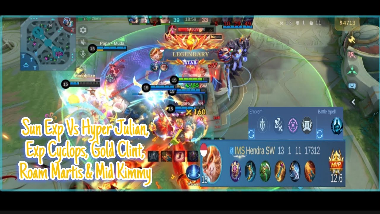 Sun Exp Vs Martis exp, Hyper Julian, Mid Kimmy, Roam Martis & Gold Clint