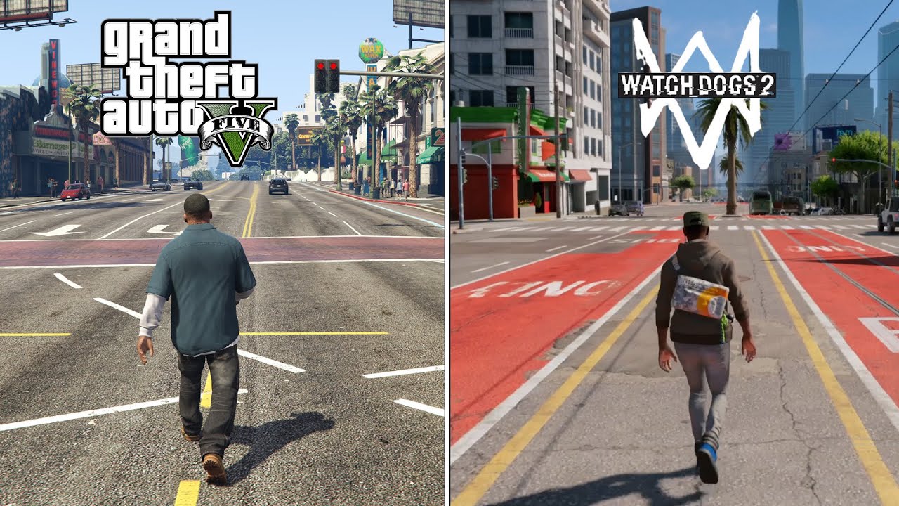 WATCH DOGS 2 vs GTA V (Physics & Details Comparison)