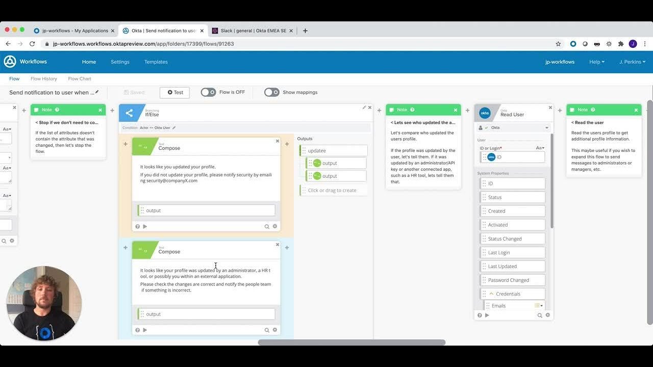 Workflows Template: Send a notification to a user when their profile is updated