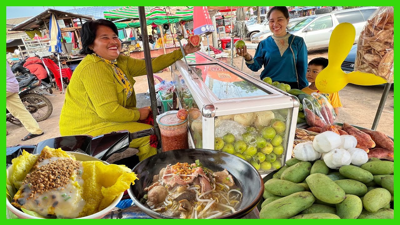 Morning's Street Food At Sra'aem Market- Beautiful Preah Vihear Temple And Full View Of Temple.