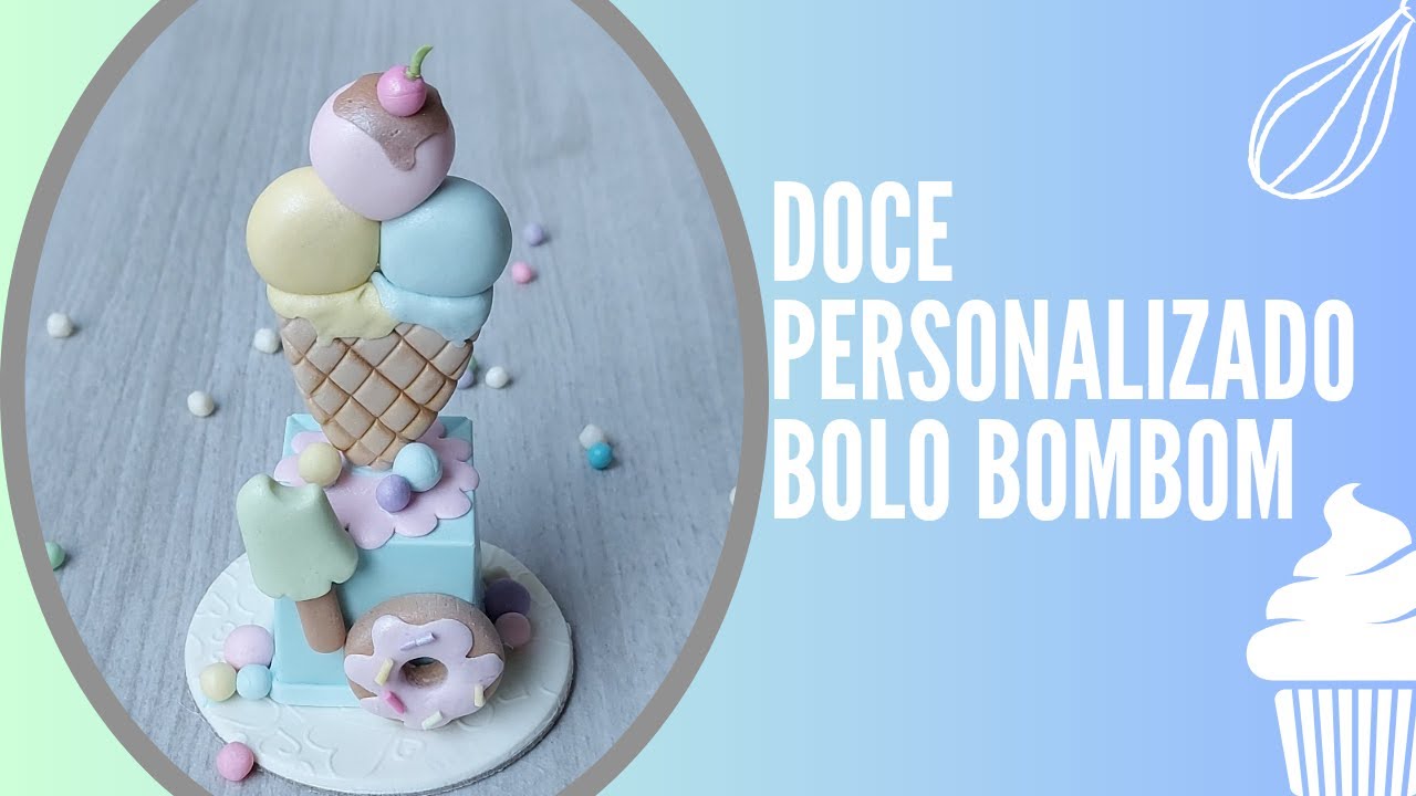 Doce personalizado tema confeitaria decoração em pasta americana . Bolo bombom cubo . Tutorial