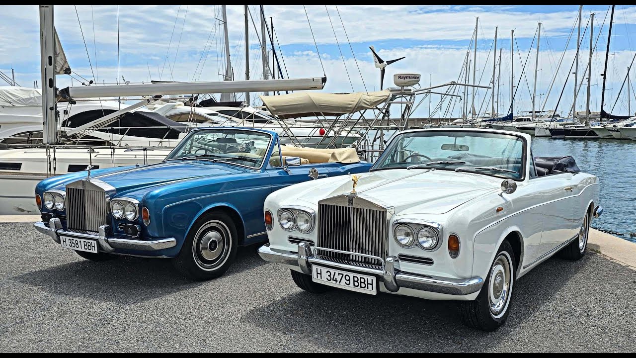 1970 Rolls Royce Silver Shadow white and 1973 Rolls Royce Corniche blue