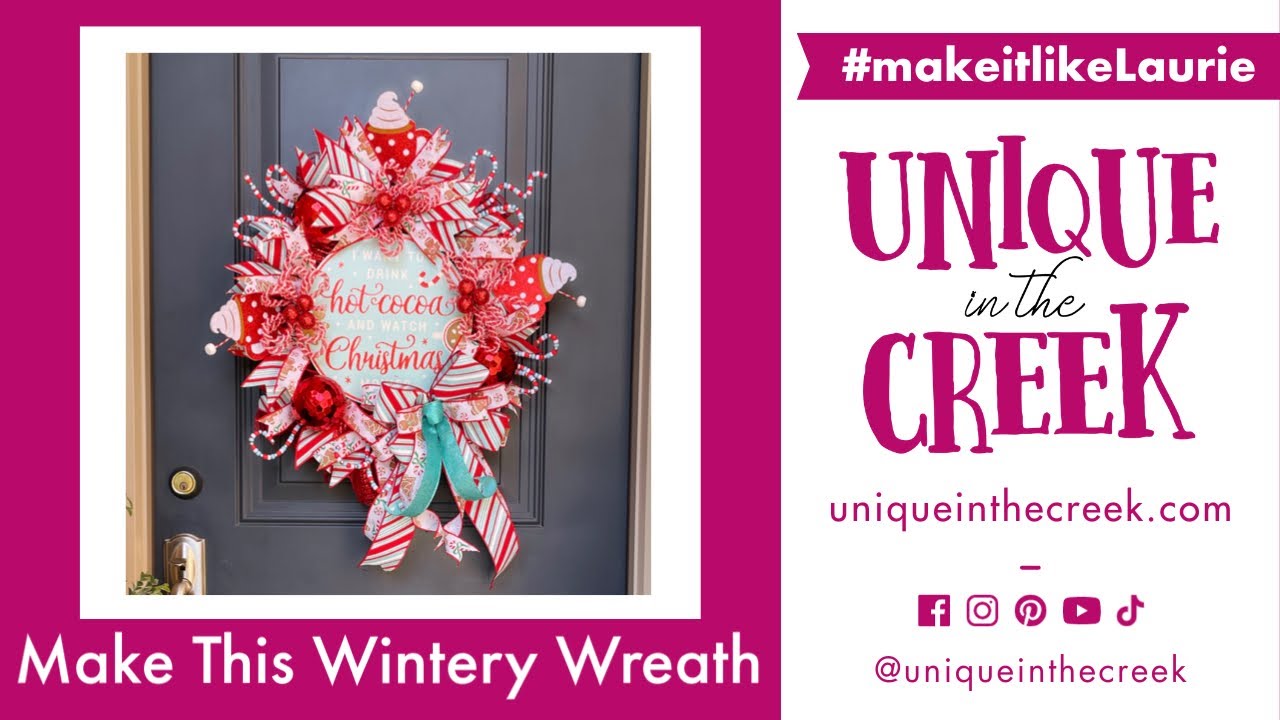 Hot Chocolate Christmas Deco Mesh Wreath on UITC Oval Board