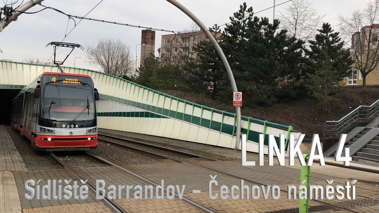 LINKA 4 - Sídliště Barrandov–Čechovo náměstí - TRAMVAJE PRAHY [4K]