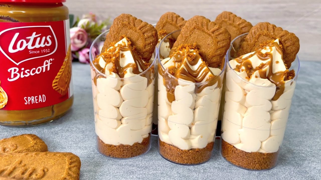 Десертные стакан Лотос Бискофф | Легкие и вкусные мини-стаканчики NO BAKE для десерта