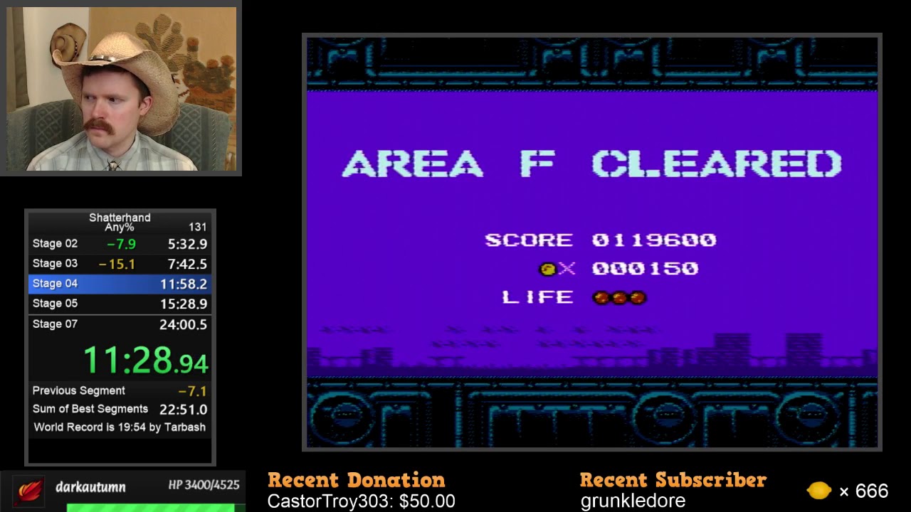 Shatterhand NES speedrun in 23:36 by Arcus