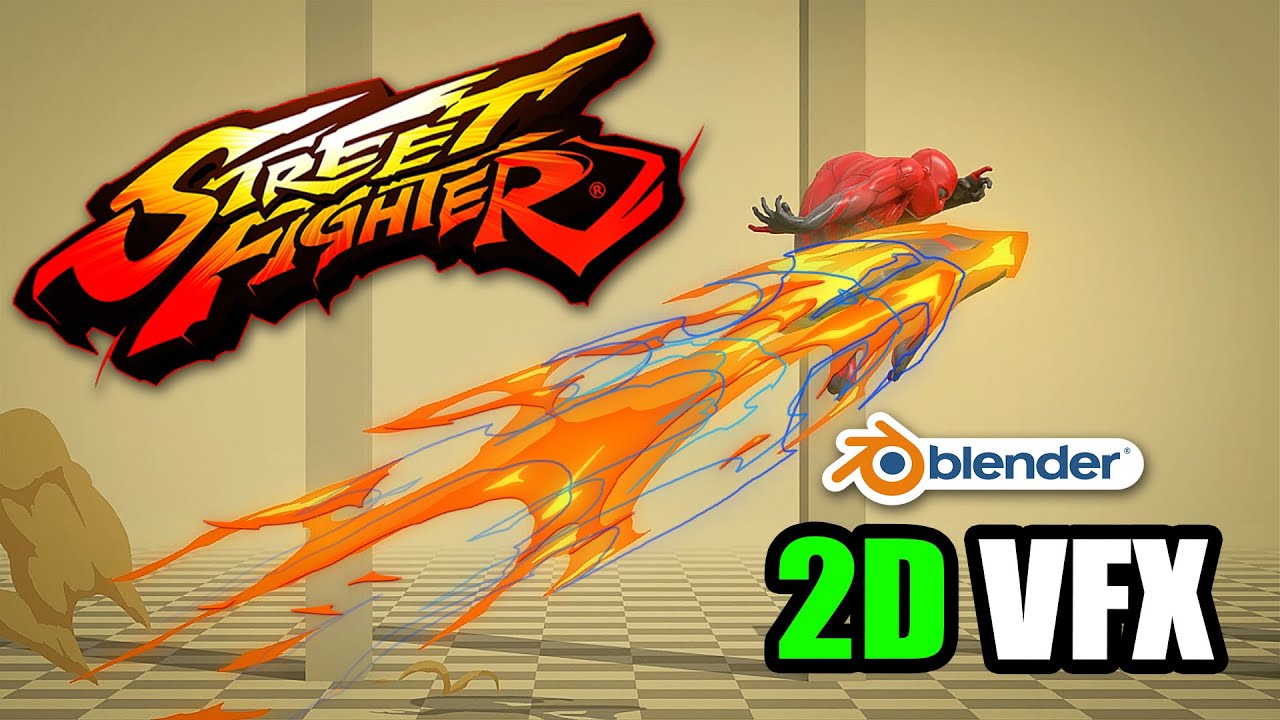 Street Fighter  2D VFX with Grease pencil in Blender timelapse