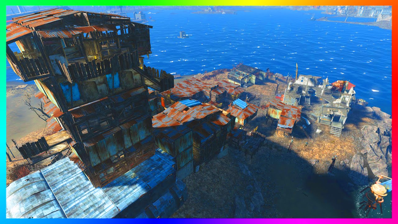 FALLOUT 4 BASE BUILDING GAMEPLAY - Ultimate Island Watch Tower & Settlement! (Fallout 4)
