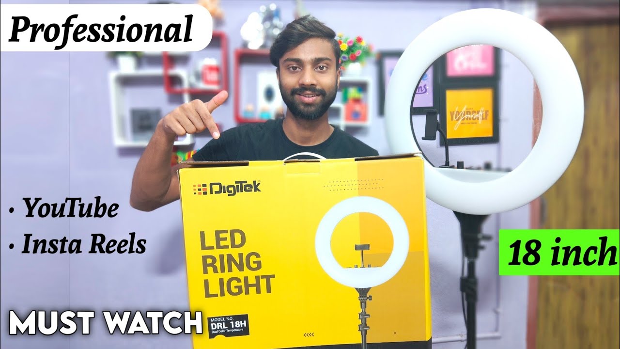 DigiTek DRL 18H C9 with Stand | Best Quality Ring Light for YouTube & Instagram Reels | 18 inches