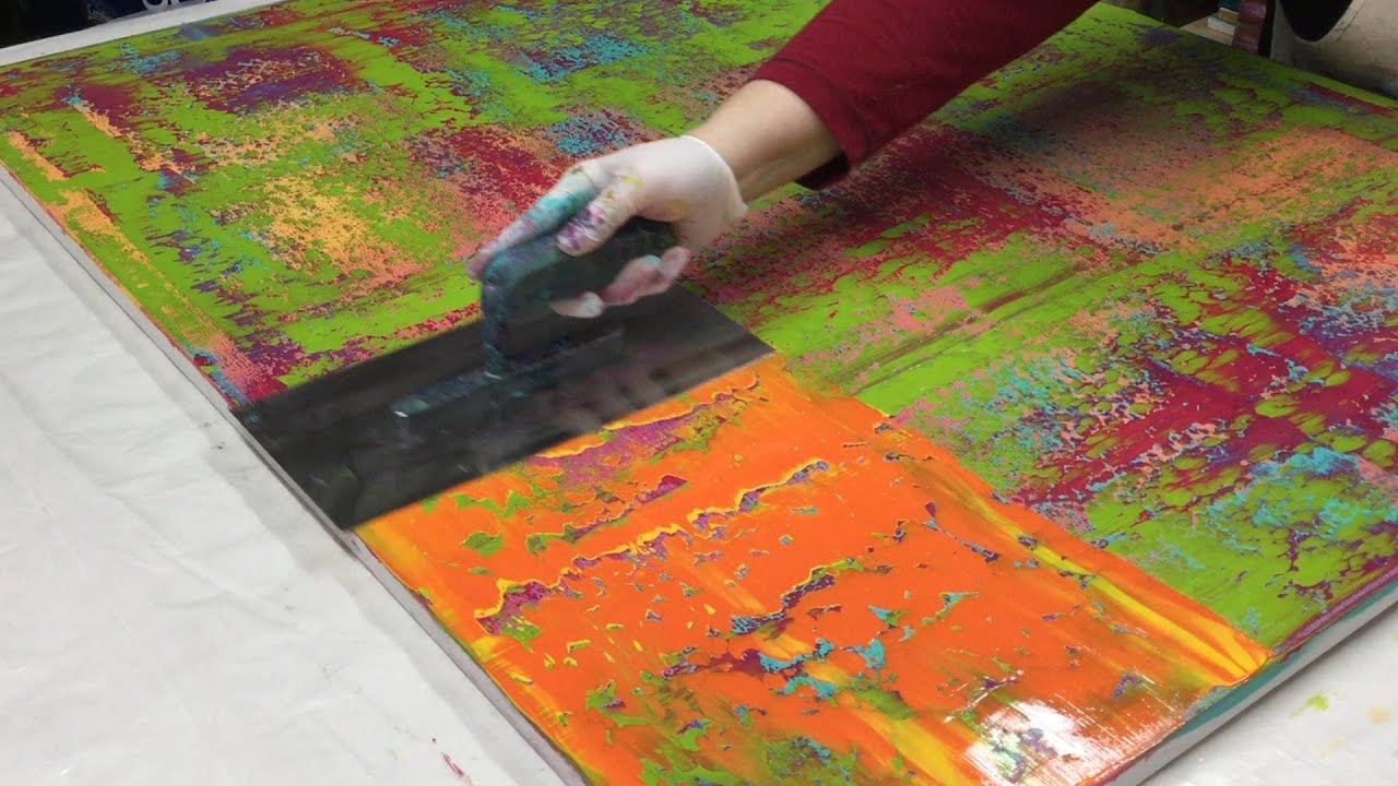 Abstrakte Rakeltechnik: Wie male ich ein Rakelbild mit Acrylfarben? Ingas Color Art Classics